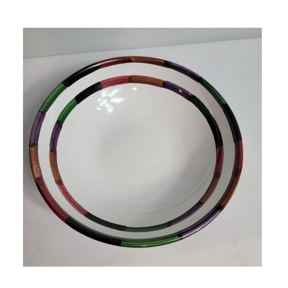 CIRCO Deruta Italy Serving Bowl Signed B Goldsmith White Rainbow Serveware